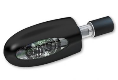 Kellermann BL 1000 LED black: LED handlebar end indicator with black housing and clear glass look